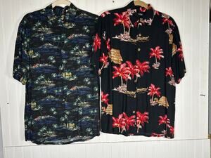 2 Batik Bay size M & PURITAN Hawaii Island size S 34/36 Men's Shirt  100% Rayon